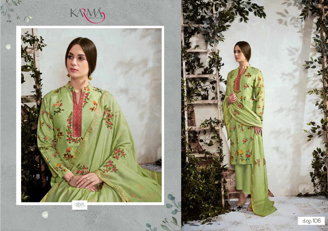 Karma Zebaish Vol 1 Cotton Satin With Embroidery Suit Karma Zebaish Vol 1 Cotton Satin With Embroidery Suit